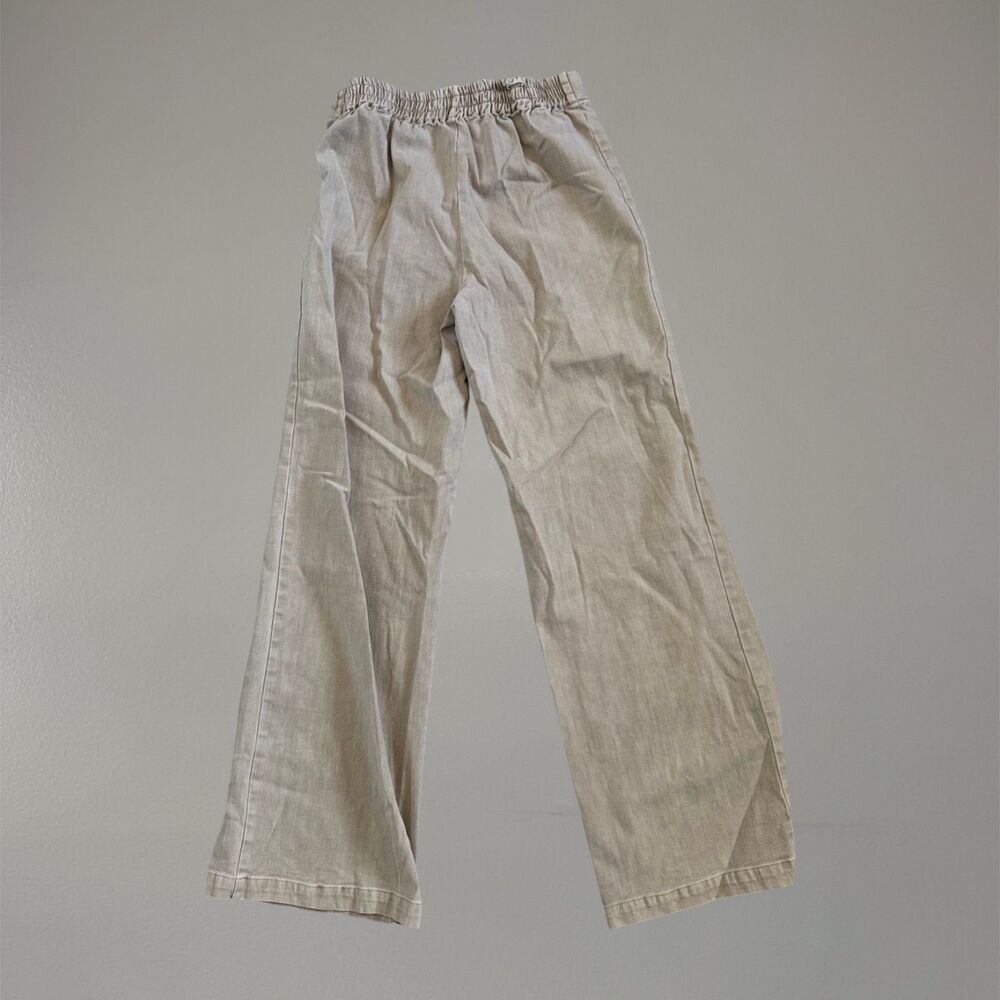 Young Fabulous & Broke High Rise Wide Leg Khaki Pants Mother Pearl Button Sz S